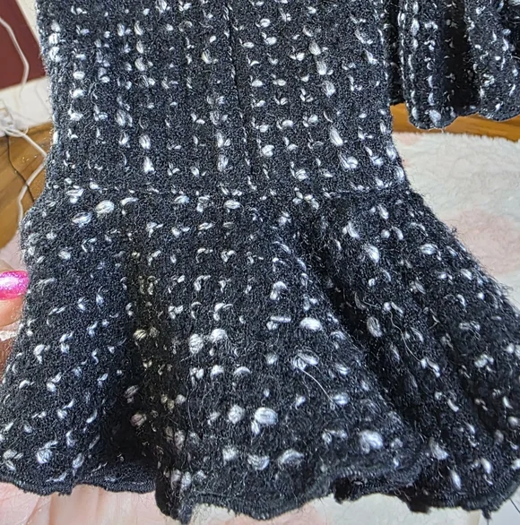 Trina Turk Black White Chic Classic Ruffled Tweed Blazer Jacket Sz 4 - Picture 5 of 10